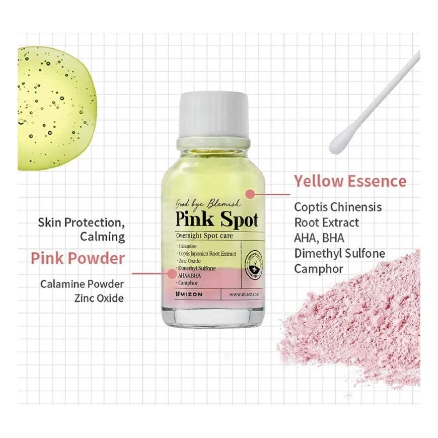 Naktinis serumas probleminei veido odai Mizon Goodbye Blemish Rožinė Spot Overnight, 19 ml – 3