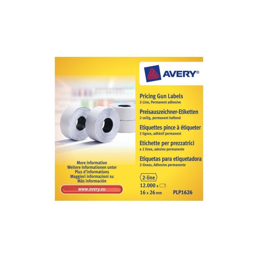Avery PLP1626 kleebisetikett Hinnasilt Püsifilter Valge 12000 tk