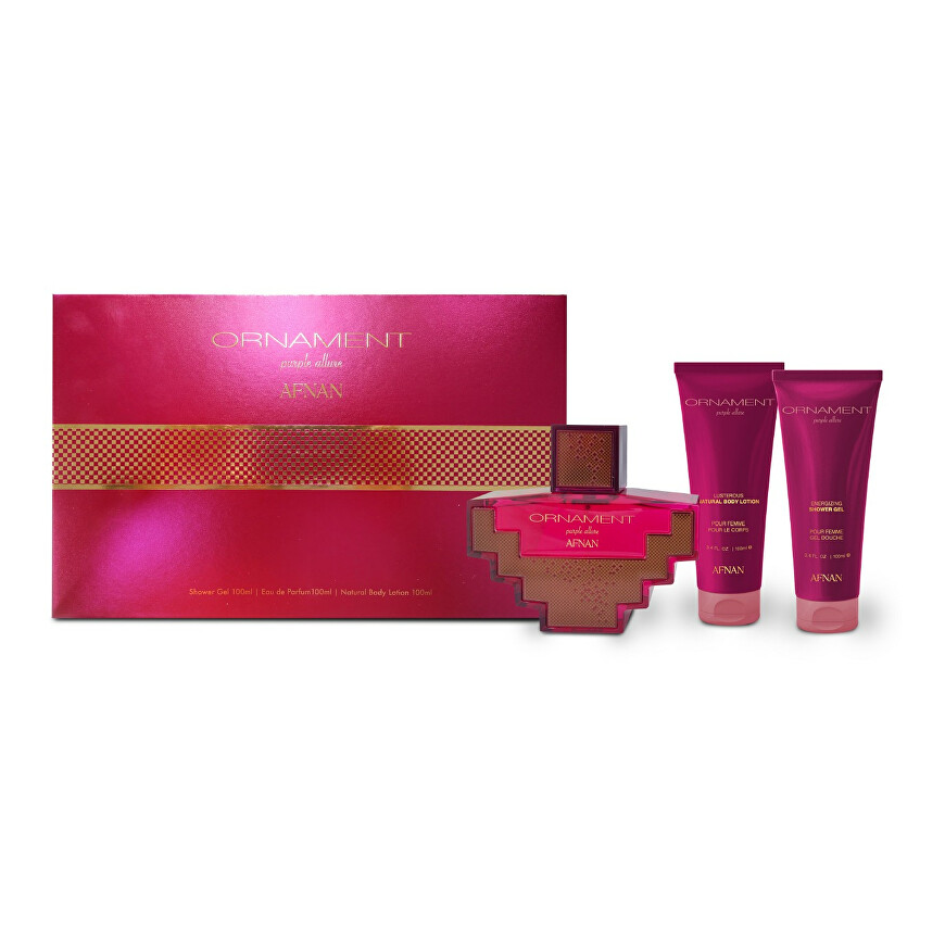 Afnan Ornament Violetinė Allure Dárková sada EDP 100 ml, sprchový gel 100 ml a tělové mléko 100 ml