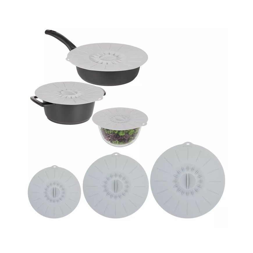 Silicone lid set of 3 Ø20|26|30cm grey