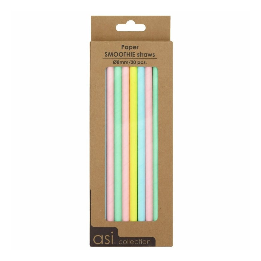 Paper smoothie straws 20pcs | Ø8mm | 21cm