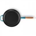 Cast iron pan with wooden handle Ø28cm blue