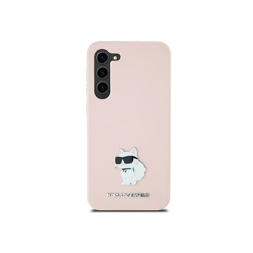 Case Karl Lagerfeld KLHCS23LSMHCNPP S23 Ultra S918 pink Silicone Choupette Metal Pin