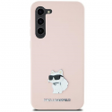 Case Karl Lagerfeld KLHCS23LSMHCNPP S23 Ultra S918 pink Silicone Choupette Metal Pin