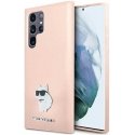 Case Karl Lagerfeld KLHCS23LSMHCNPP S23 Ultra S918 pink Silicone Choupette Metal Pin