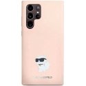 Case Karl Lagerfeld KLHCS23LSMHCNPP S23 Ultra S918 pink Silicone Choupette Metal Pin