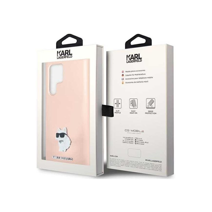 Case Karl Lagerfeld KLHCS23LSMHCNPP S23 Ultra S918 pink Silicone Choupette Metal Pin – 4