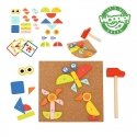 WOOPIE Green wooden hammer nail puzzle 20 patterns 82 pcs. FSC certified
