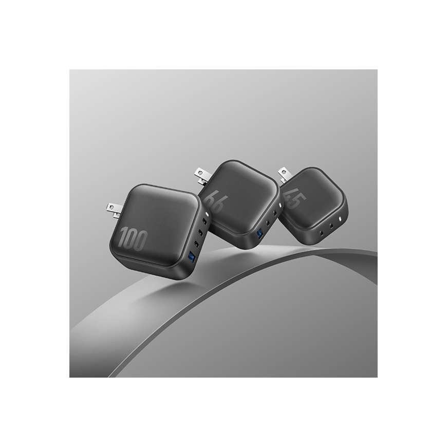 Dėklas ENERGEA ład. siec. 2xUSB-C PD-PPS 45W 2C juoda/juodas US+EU Travelite GAN45 – 4
