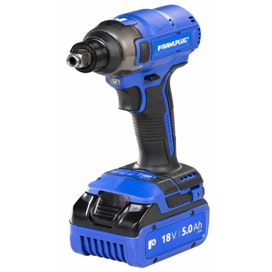 Impact wrench RawlPlug R-PID18-M2 18 V 2x2.0 Ah battery.