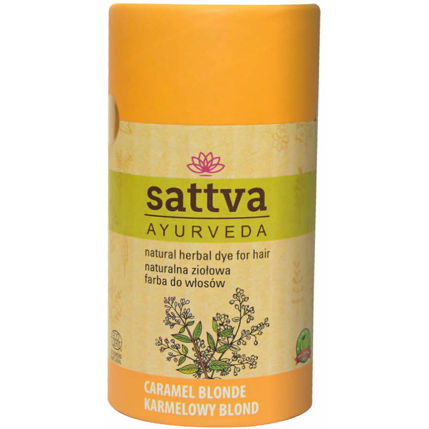 Augaliniai šviesiai karameliniai plaukų dažai Caramel Skirtas šviesiems plaukams, Sattva Ayurveda, 150g – 3