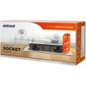 Orno Baldų lizdas įleistas į stalviršį su plokščiu frezuotu apvadu, USB įkrovikliu ir 3 m laidu, 2x2P+Z, 2xUSB, sidabras Orno Baldų lizdas įleistas į stalviršį su plokščiu frezuotu apvadu, USB įkrovikliu ir 3 m laidu, 2x2P+Z, 2xUSB, sidabras