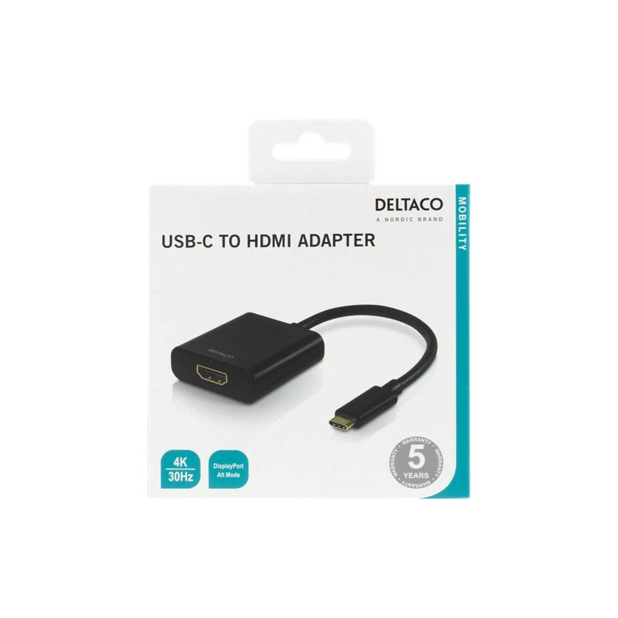 Deltaco USBC-HDMI8 USB graphics adapter Black – 3
