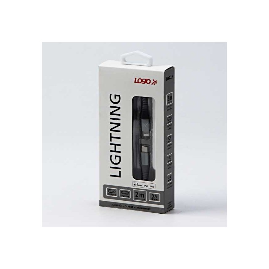 Kabelis USB Logo USB-C - Lightning 2 m Sidabrinė – 3