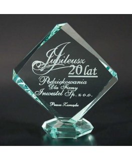 Tryumf Engraved glass trophy with case