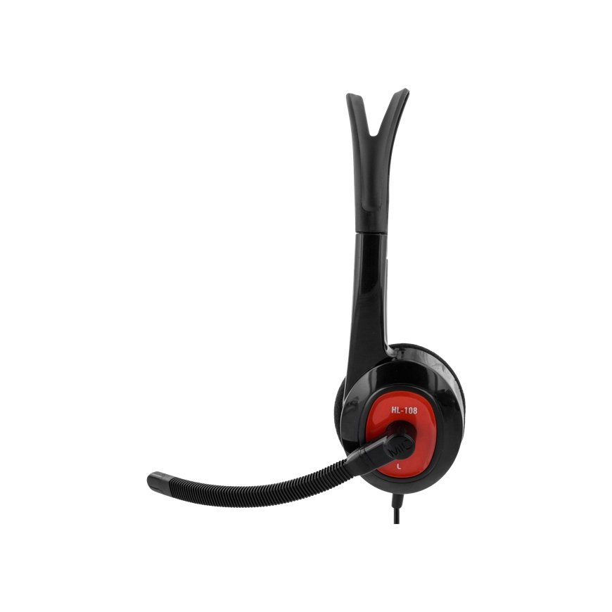 Deltaco HL-108 headphones/headset Wired Head-band Calls/Music Black, Red – 2