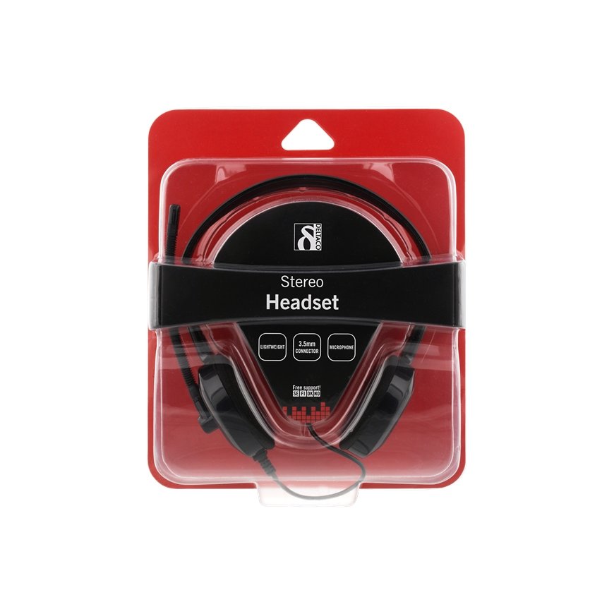 Deltaco HL-108 headphones/headset Wired Head-band Calls/Music Black, Red – 4