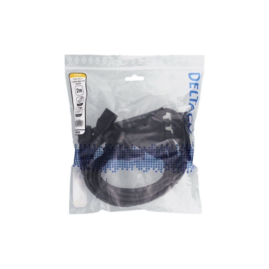 Deltaco DEL-113D toitekaabel Must 2 m C13 pistikut – 2