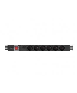 Lanberg PDU-06E-0200-BK toitejaotuskomponent (PDU) 6 vahelduvvoolu kontakt 1U Must