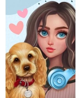Beldizart Diamond painting with frame "Girl with dog" 30*40 cm VAC001