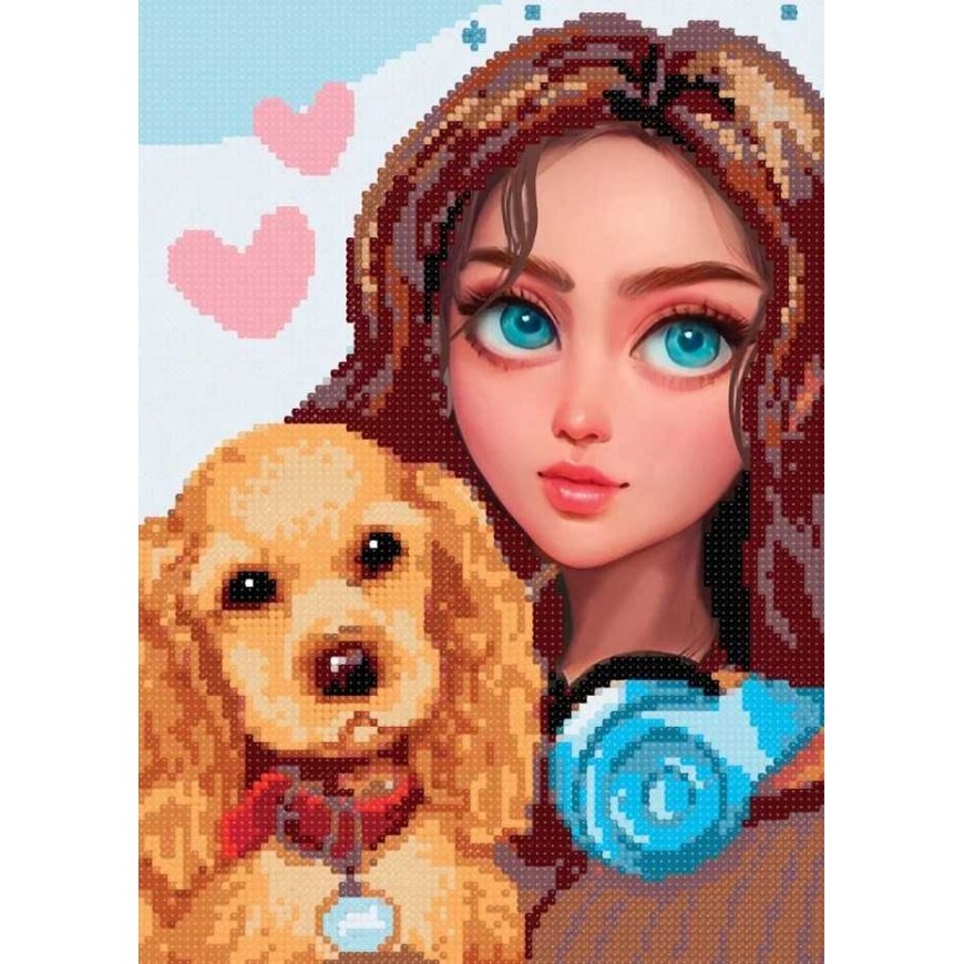 Beldizart Diamond painting with frame "Girl with dog" 30*40 cm VAC001 – 2