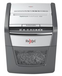 Rexel AutoFeed 45X papīra smalcinātājs Krusteniskā smalcināšana 55 dB Melns, Sudrabs