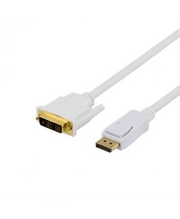Deltaco DP-2021 vaizdo kabelio adapteris 2 m DisplayPort DVI-D Balta