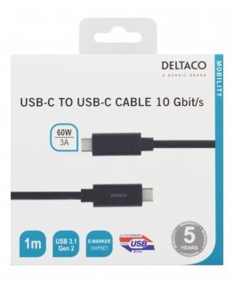 Deltaco USBC-1122M USB cable 1 m USB 3.2 Gen 2 (3.1 Gen 2) White