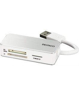Deltaco UCR-147 karšu lasītājs USB 3.2 Gen 1 (3.1 Gen 1) Type-A Sudrabs, Balts