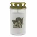 Grave candle with cap 5,6x11,5cm, burning time ~40h, white with Grave candle with cap 5,6x11,5cm, burning time ~40h, white with