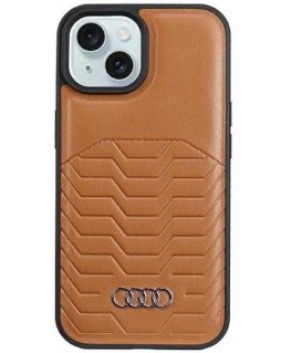 Case Audi Synthetic Leather MagSafe iPhone 15 Plus / 14 Plus 6.7" brown/brown hardcase AU-TPUPCMIP15M-GT/D3-BN