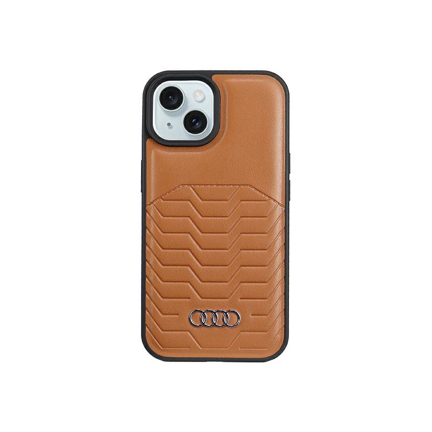 Case Audi Synthetic Leather MagSafe iPhone 15 Plus / 14 Plus 6.7" brown/brown hardcase AU-TPUPCMIP15M-GT/D3-BN – 2