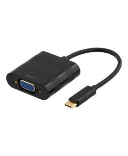 Deltaco USBC-1098 видео кабель адаптер 0,1 m USB Type-C VGA (D-Sub) Черный