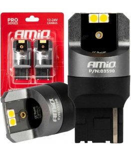 Żarówki led canbus pro wy21w 4x3030 smd oranžinė 12v 24v amio-03590