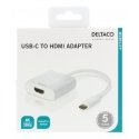 Deltaco USBC-HDMI7 USB grafiikka-adapteri Valkoinen