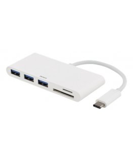 Deltaco USBC-HUB laptop dock/port replicator USB 2.0 Type-C White