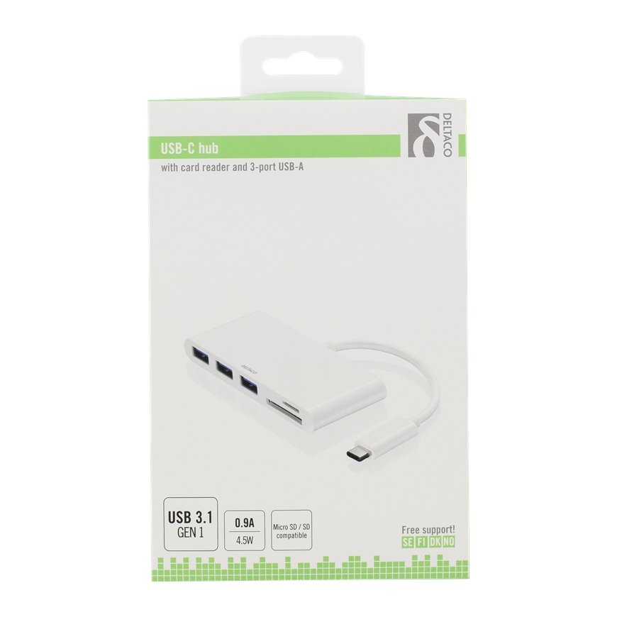 Deltaco USBC-HUB laptop dock/port replicator USB 2.0 Type-C White – 2
