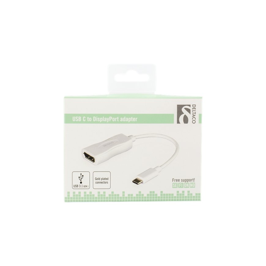 Deltaco USBC-DP1 videokaabliadapter 0,1 m USB tüüp-C DisplayPort Valge – 2