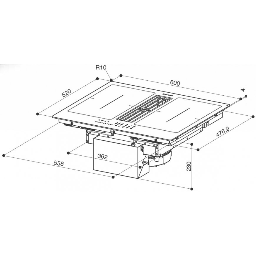 FABER S.p.A. Galileo Smart BK A600 Melns Iebūvēts 60 cm Zonas indukcijas plīts 4 zone(s) – 2
