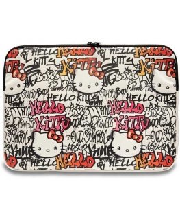 Case Hello Kitty Sleeve HKCSZPDGPTE 14" beige/beige Zip PU Tags Graffiti