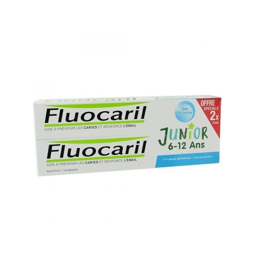 Fluocaril® Junior 6-12 Years Pack Bubble Flavor Toothpaste 2x 75ml