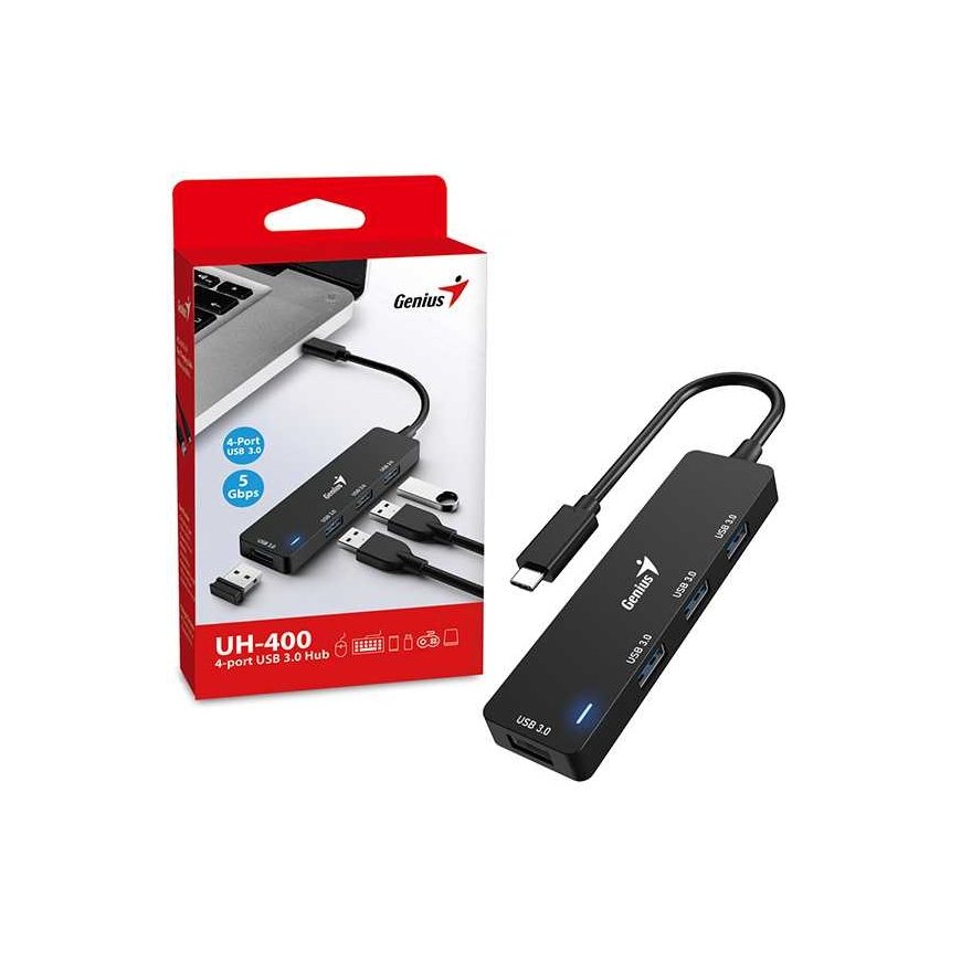 USB (3.0) hub 4-port, black, Genius – 2