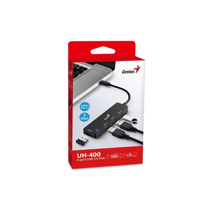 USB (3.0) hub 4-port, black, Genius – 3