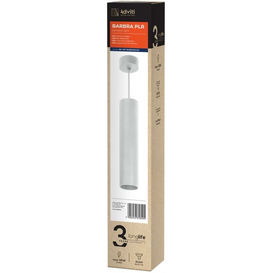 Orno BARBRA PLR GU10 pendant lamp max 35W, IP20, round, white, aluminum – 2