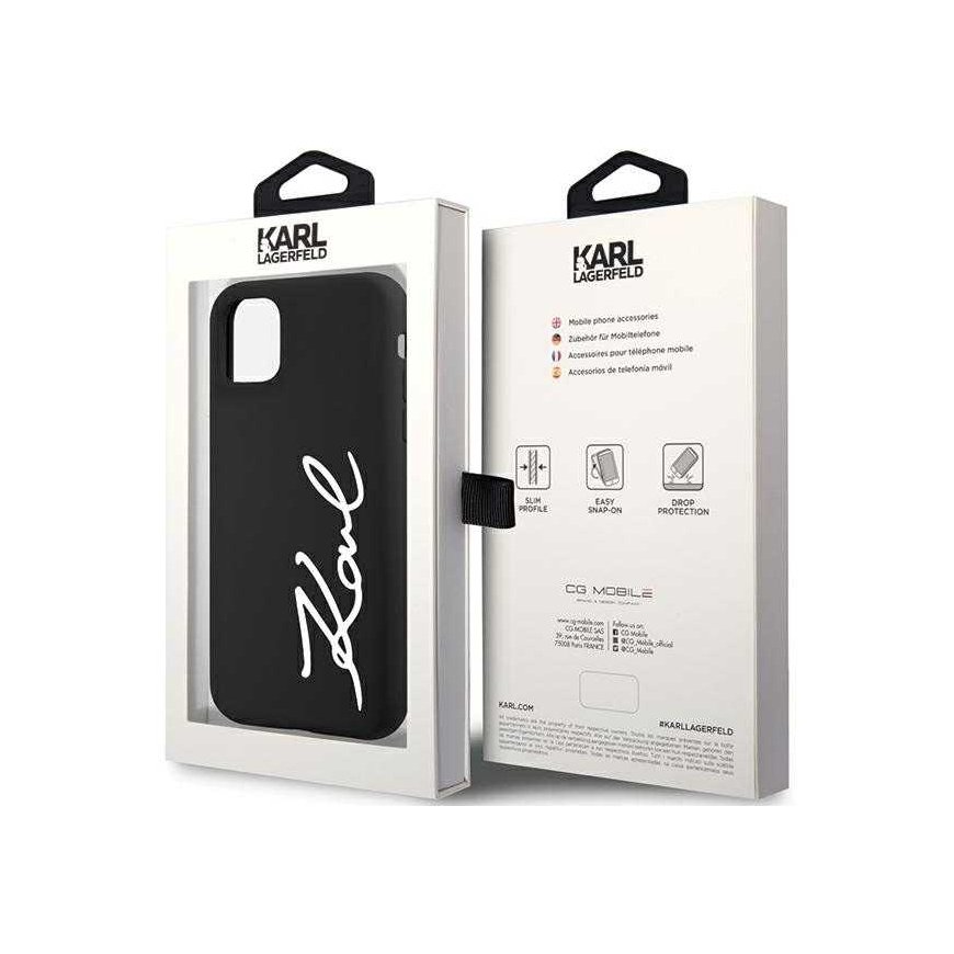 Dėklas Karl Lagerfeld Karlas Lagerfeldas KLHCN61SKSVGK iPhone 11 / Xr 6,1 colio juodas/juodas kietasis silikoninis parašas – 3