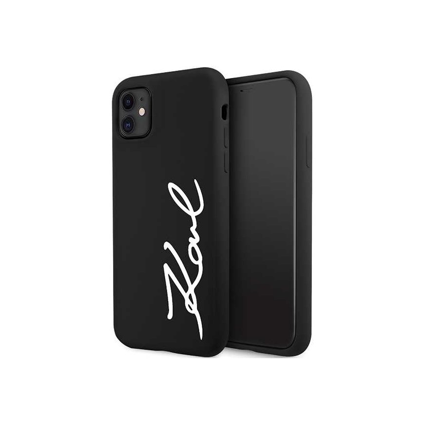 Dėklas Karl Lagerfeld Karlas Lagerfeldas KLHCN61SKSVGK iPhone 11 / Xr 6,1 colio juodas/juodas kietasis silikoninis parašas – 4