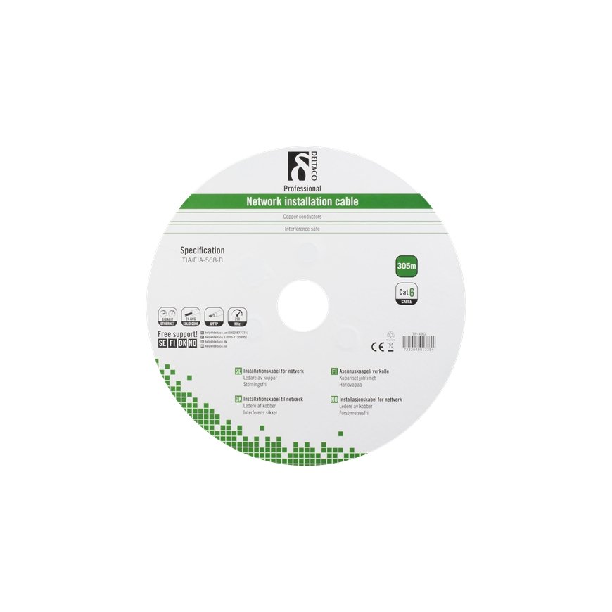 Deltaco TP-49G tīkla kabelis Melns 305 m Cat6 F/UTP (FTP) – 2