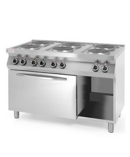 Hendi Laisvai pastatoma elektrinė viryklė 6 x 2,6 kW su GN1/1 3 kW orkaite, plotis 120 cm