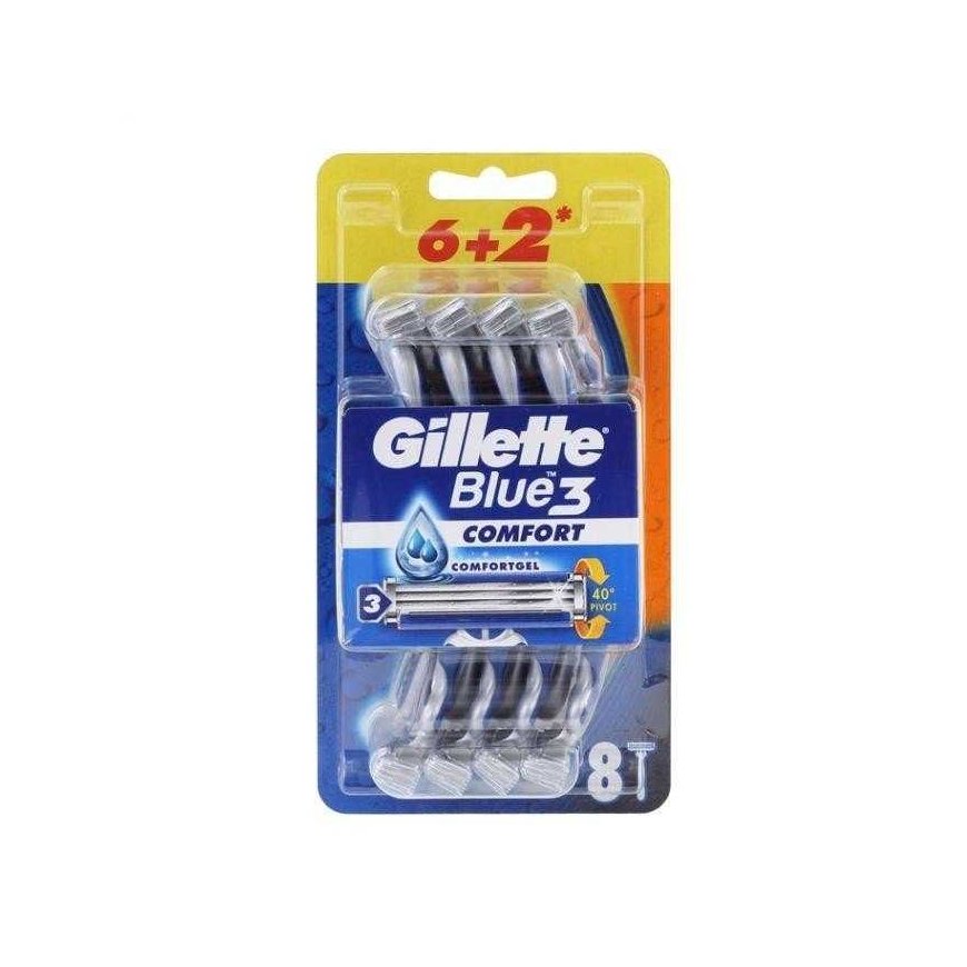 Blue3 Vienkartiniai skustuvai Gillette Mėlynas 3, 6 vnt.+ 2 vnt.