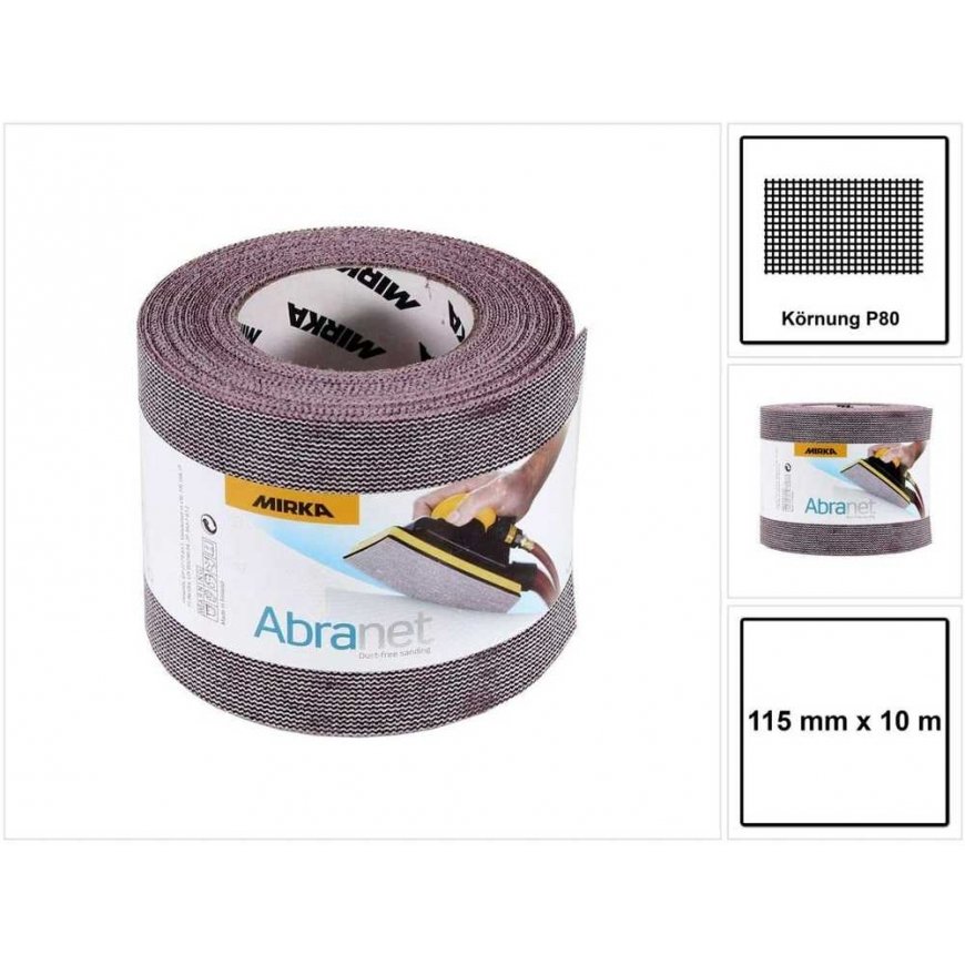 Šlifavimo tinklelio rulonas Mirka Abranet 545BY001803R 115 mm x 10 m P80